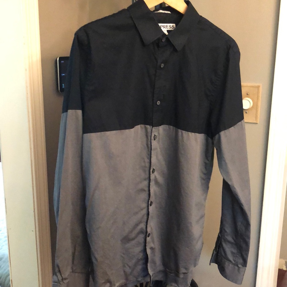 Men’s Express Black and grey color block shirt